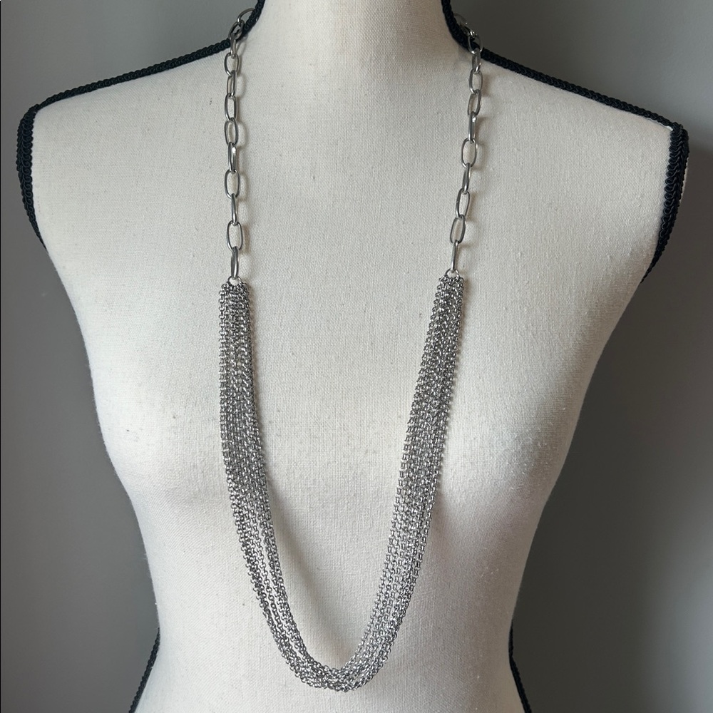 Silver-tone Multi Chain Statement Necklace